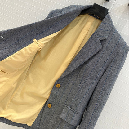 Prada 25 Striped Vest Suit Gray Wool Polyester