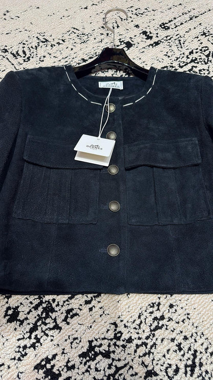 HM 25 Premium Blue Black Suede Jacket 264284