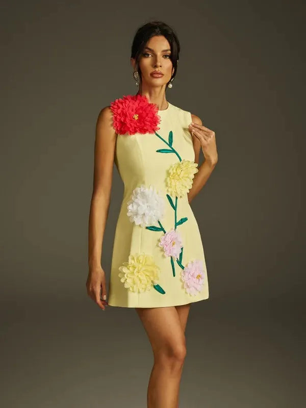 Ixion Sleeveless Flower Mini Dress