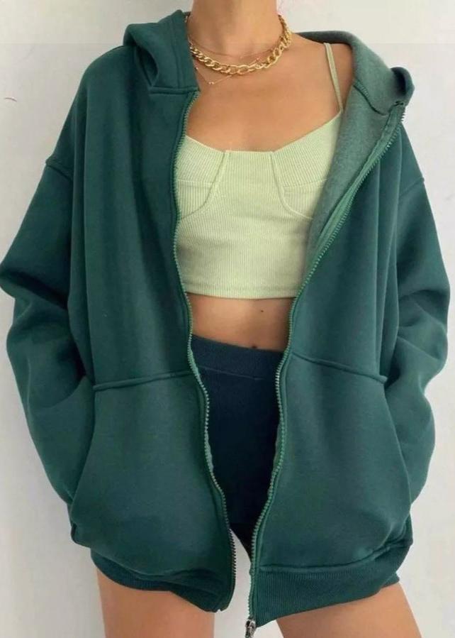 Cozy Zipper Hooded Cardigan Coat Cotton Blend
