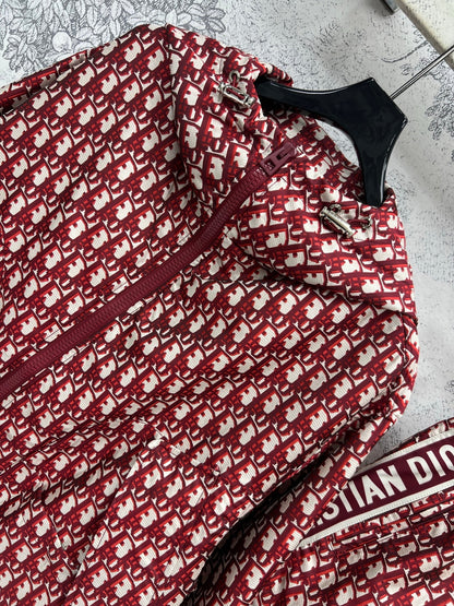 CD 25 Jacquard Patterned Jacket Set Red Polyester
