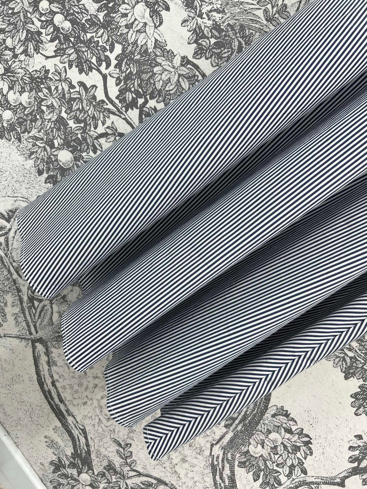 YSL 25 Suspender Striped Dress Blue mix White Cotton