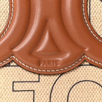 Textile Calfskin All Over Print Small Triomphe Cabas Thais Natural Tan