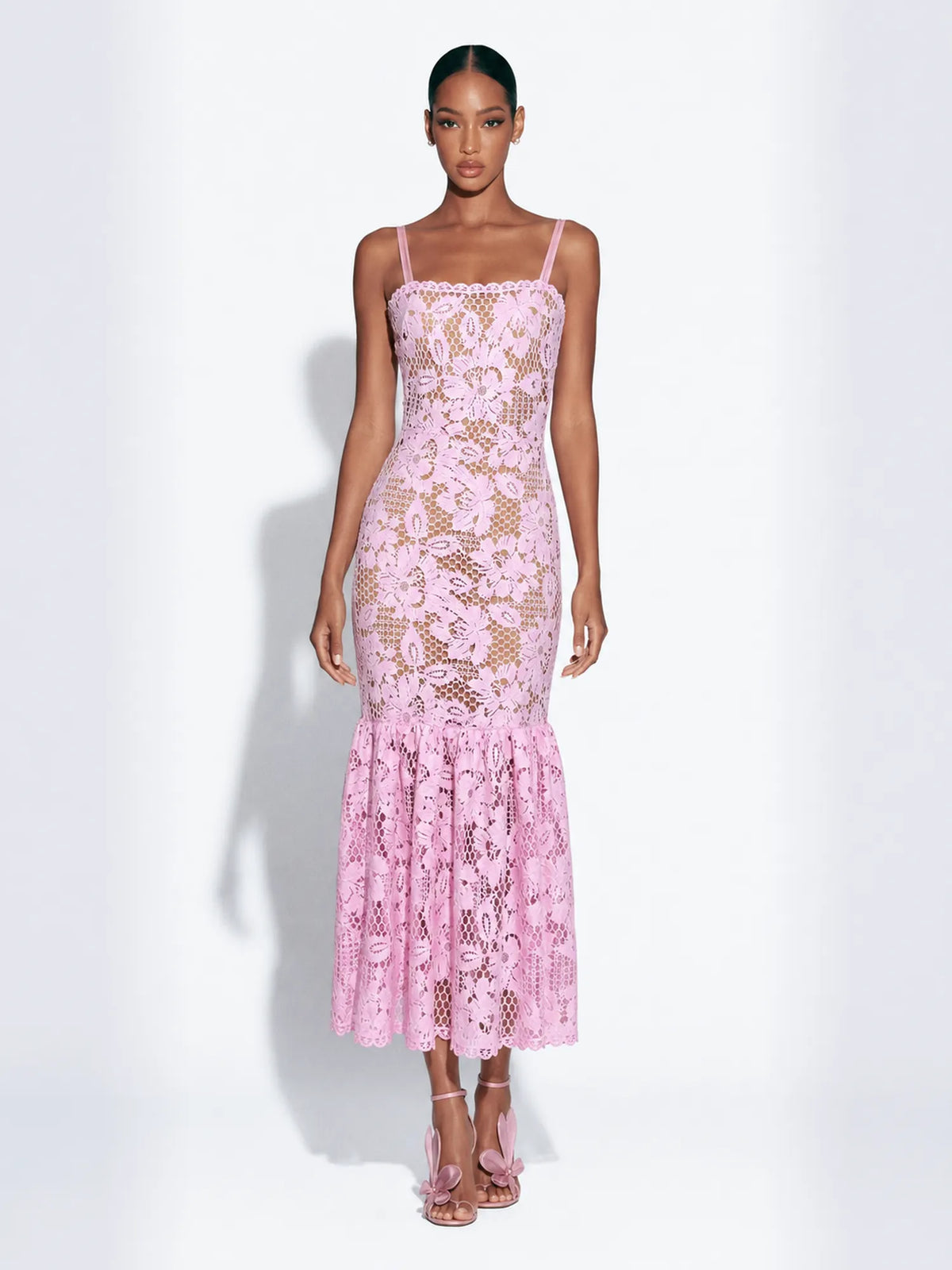 Julia Lace Cut-Out Camisole Midi Dress