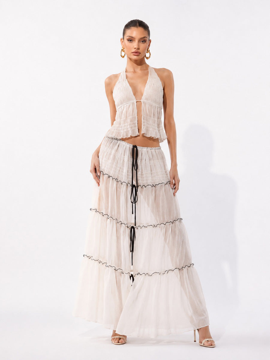 Sienna Sexy Sheer Mesh Maxi Skirt Set