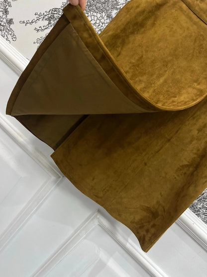 MIU MAHOGANY DOWN GOATSKIN SUEDE SKIRT 274613