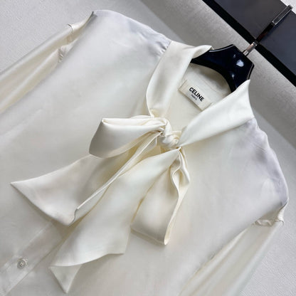 Celine Lavallière Blouse Ecru Mulberry Silk 351849