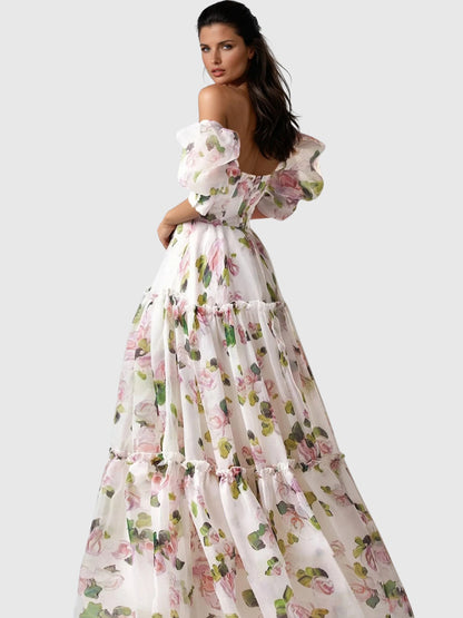 Catarina Off Shoulder Floral Print Maxi Dress