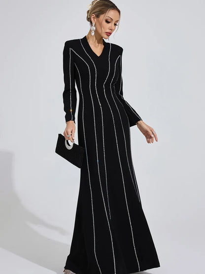 Roselyn Diamond Maxi Dress In Black
