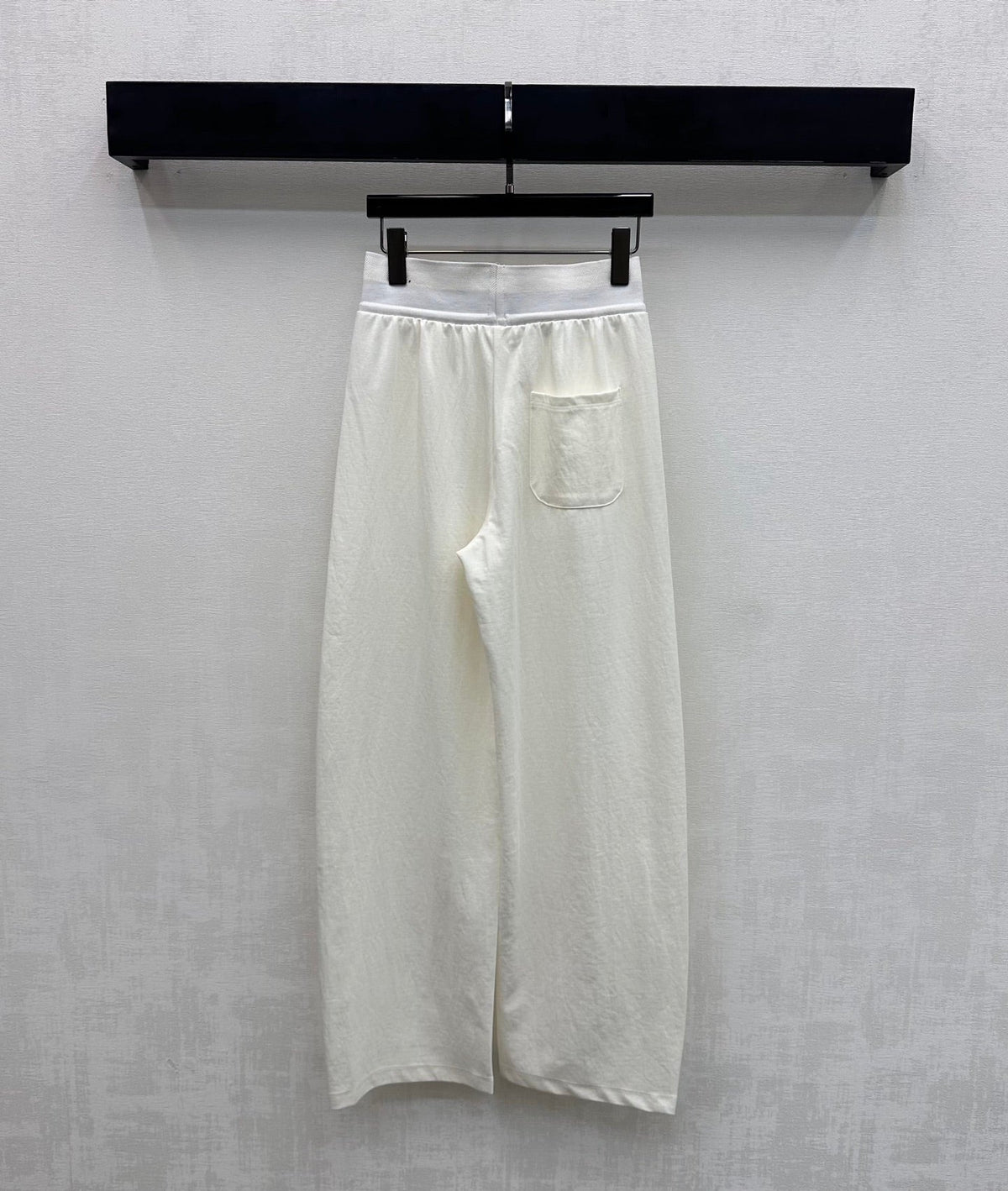 Miu Drawstring Webbing Pants White Tencel Cotton Fabric 350207