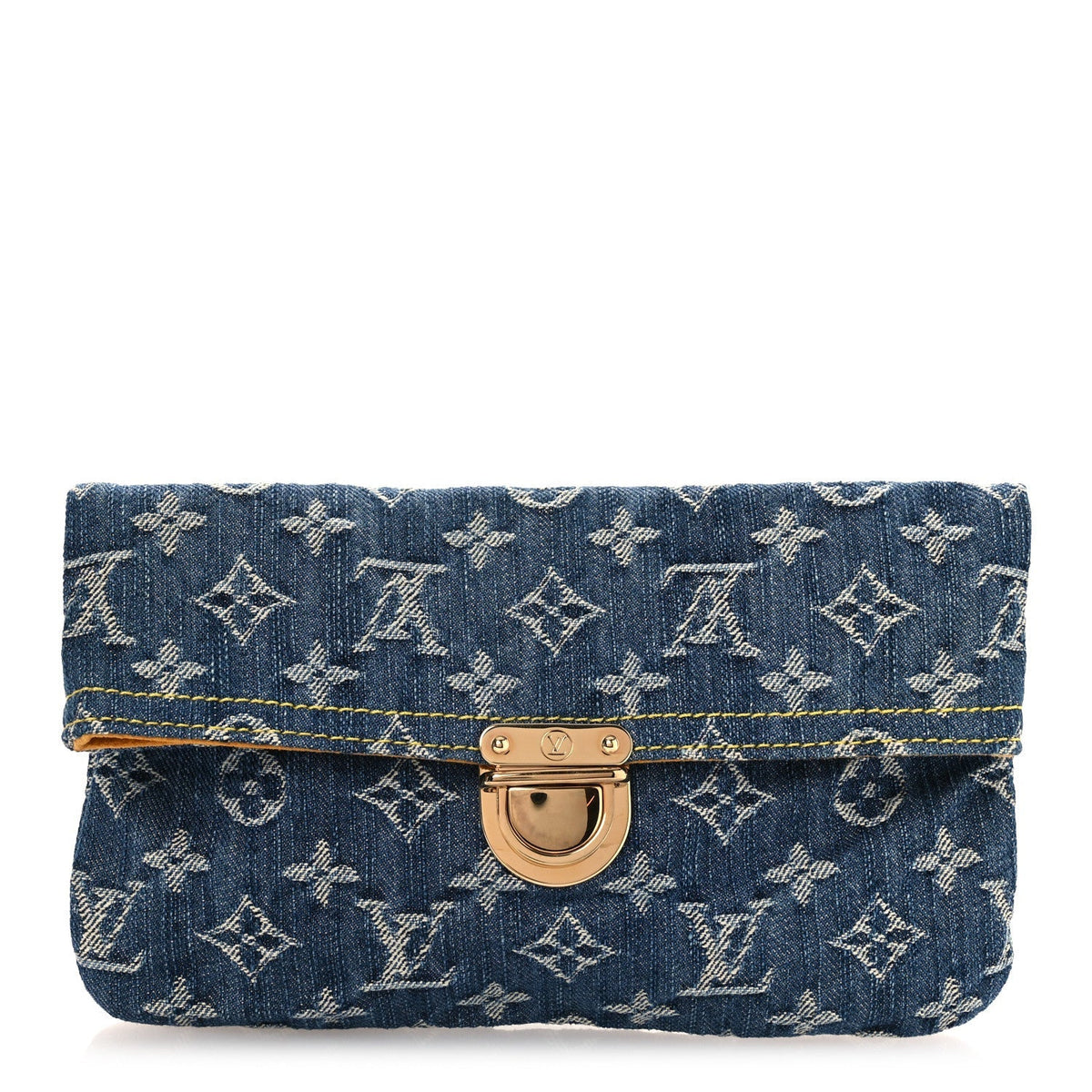 Monogram Denim Pochette Plat Clutch Blue