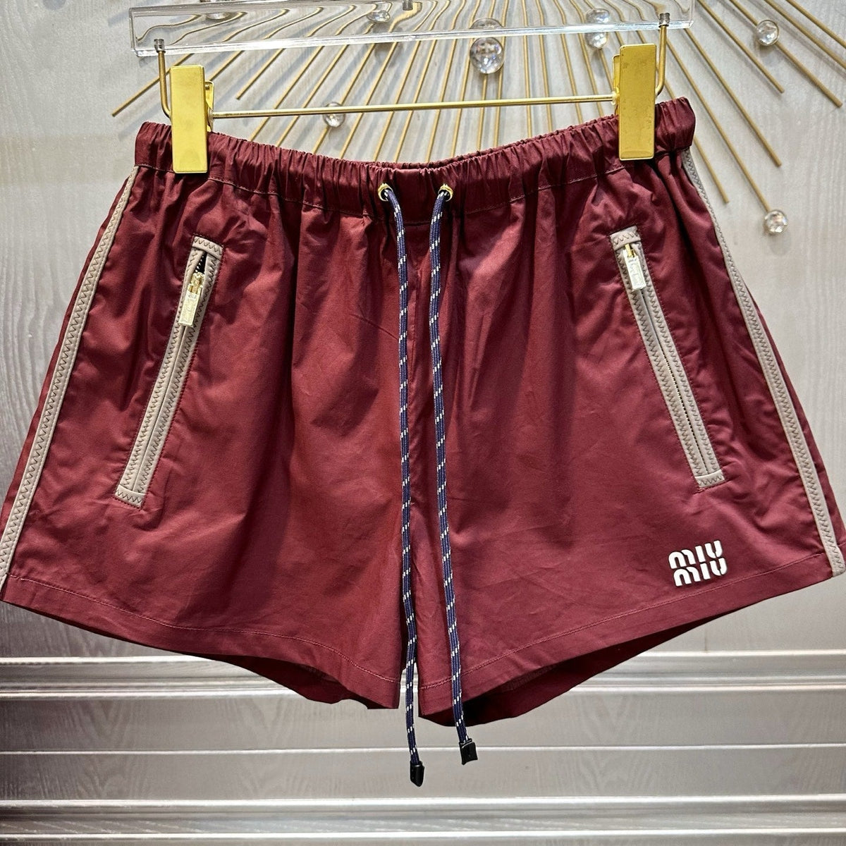 Miumiu 2026 Short Burgundy Polyester