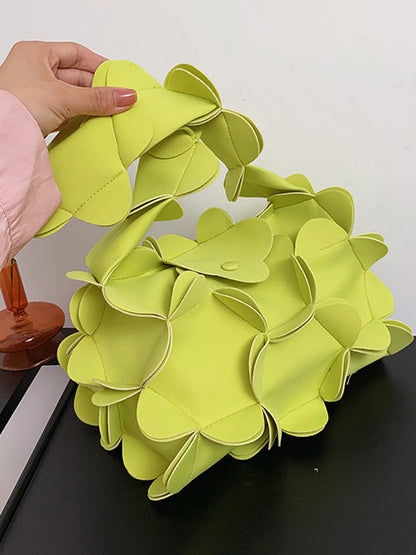 Flower Shape Solid Color Zipper Crossbody Bags