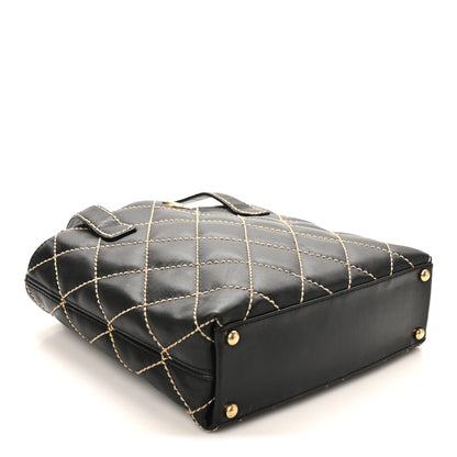 Calfskin Wild Stitch Tote Black