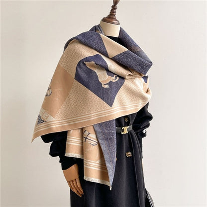 Jacquard Fringed Cashmere-Like Scarf