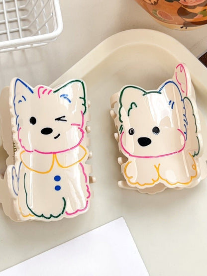 Clio - White Westie Dog-Shaped Hair Clips