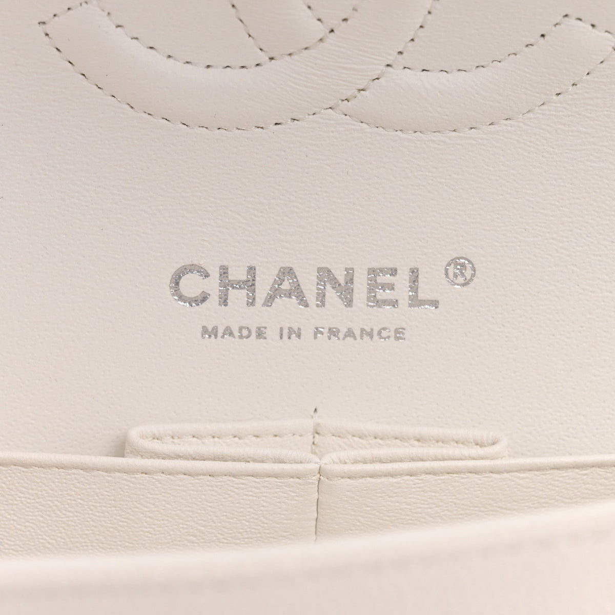 Caviar Quilted Medium Double Flap White