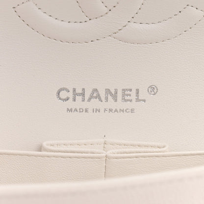 Caviar Quilted Medium Double Flap White