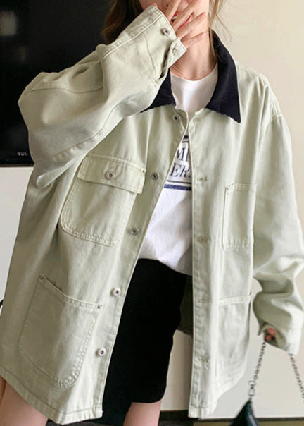 Oversized Cotton Canvas Utility Jacket Light Gray