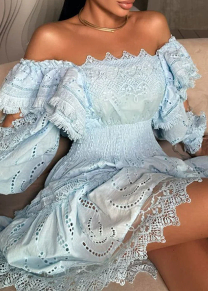 Puff Sleeve Cotton Broderie A-Line Mini Dress