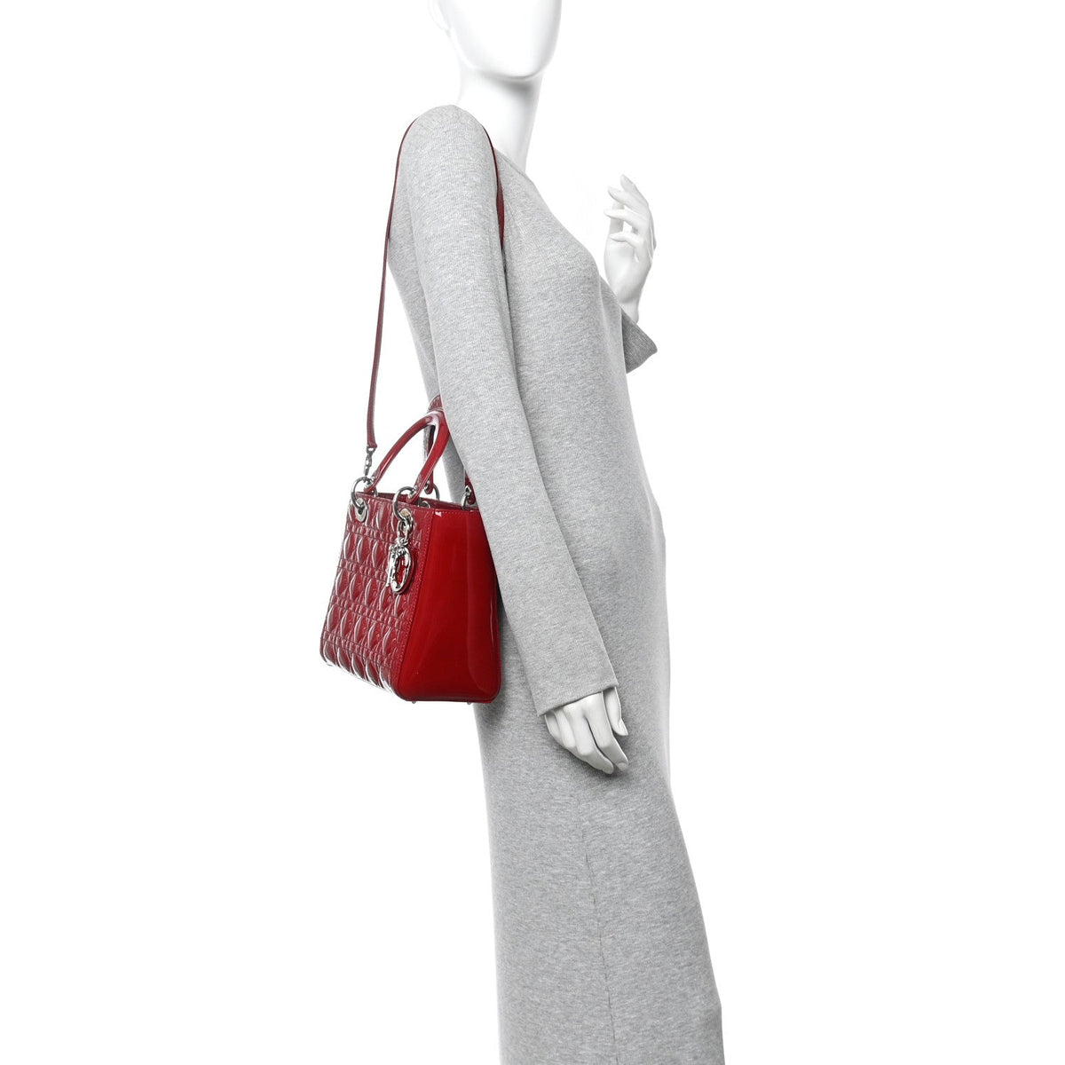 Patent Cannage Medium Lady Dior Red