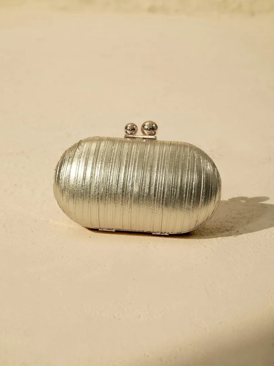 Daphne Pleated Texture Ball Clasp Clutch