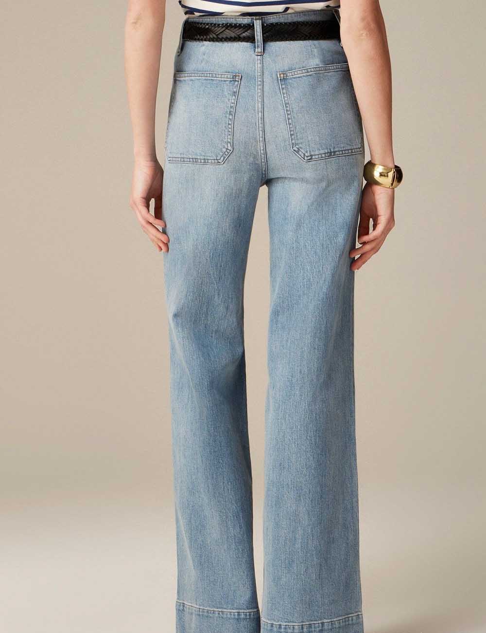 Simple Mid Waist Wide Leg Denim Pants
