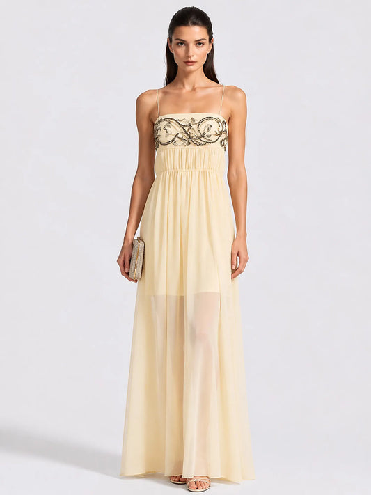 Elodie Sequin and Beaded Chiffon Dress