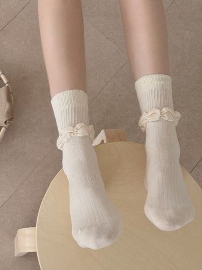 Rufia - Padded Lace-embroidered Mid-calf Socks