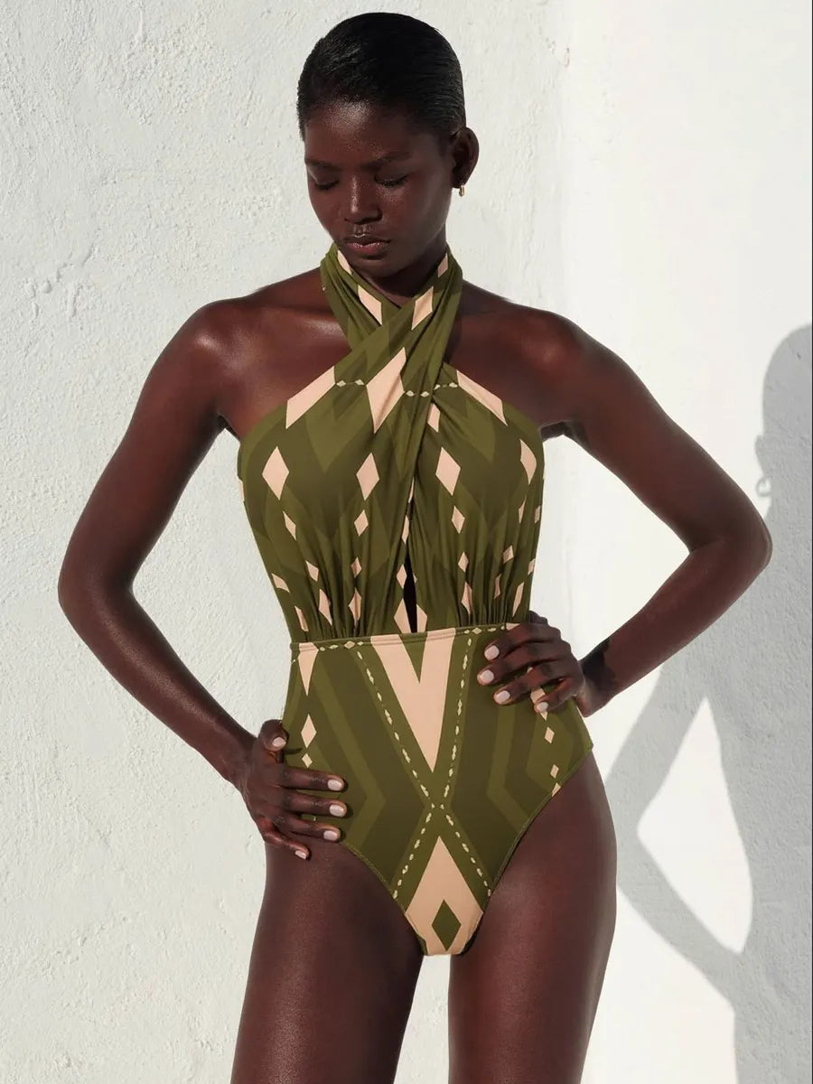 Imelda Geometric Print Swimsuit Set