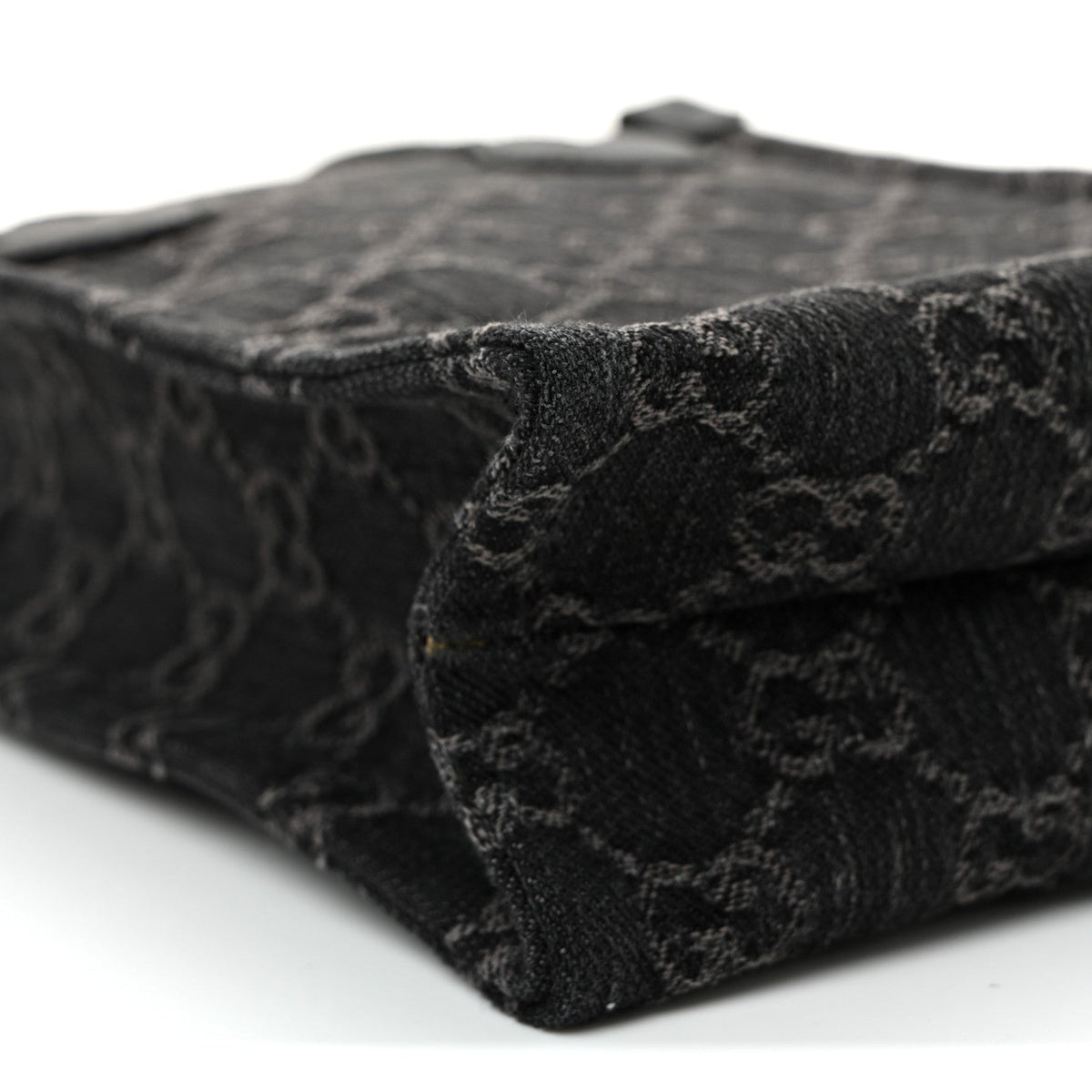 Denim GG Monogram Calfskin Mini Ophidia Tote Bag Black