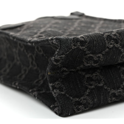 Denim GG Monogram Calfskin Mini Ophidia Tote Bag Black
