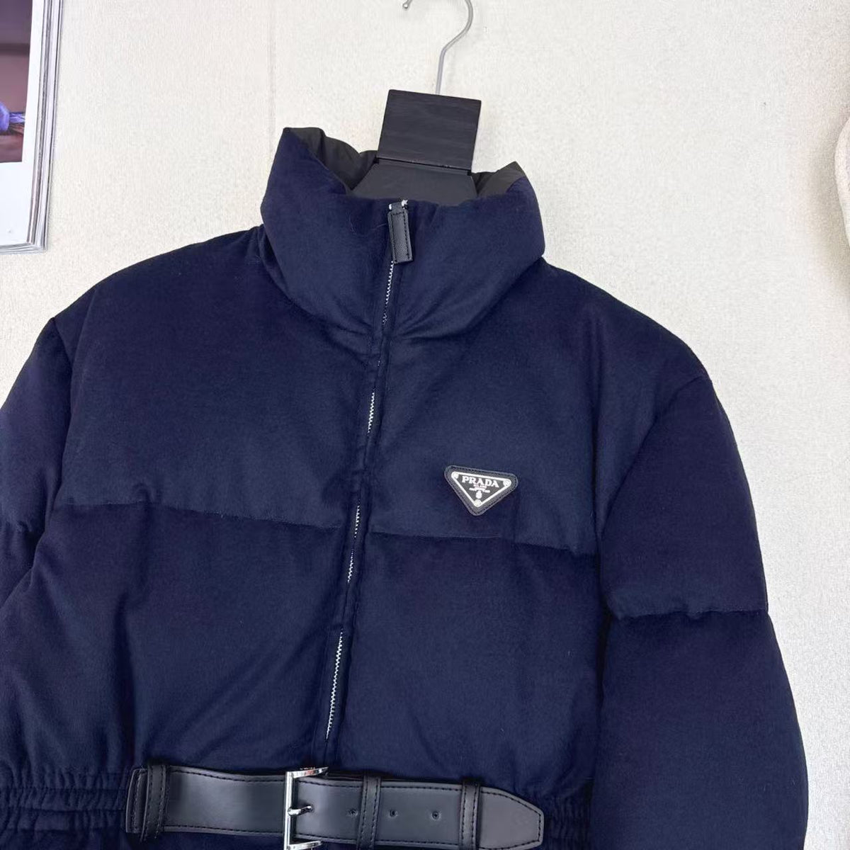 Prada Loden Down Jacket Navy Blue Cashmere