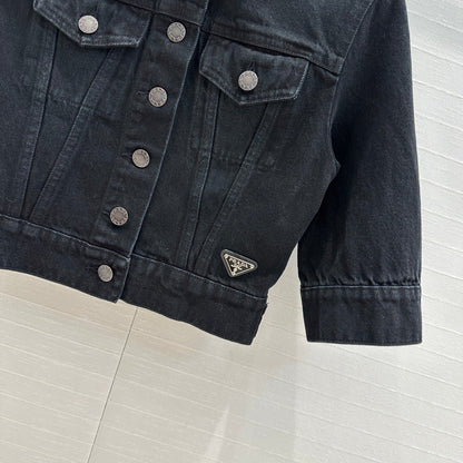 Prada Short Denim Jacket Black Cotton