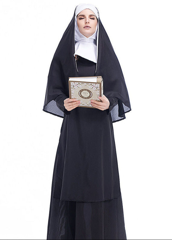Classic Nun Costume Lightweight Polyester Religious Outfit