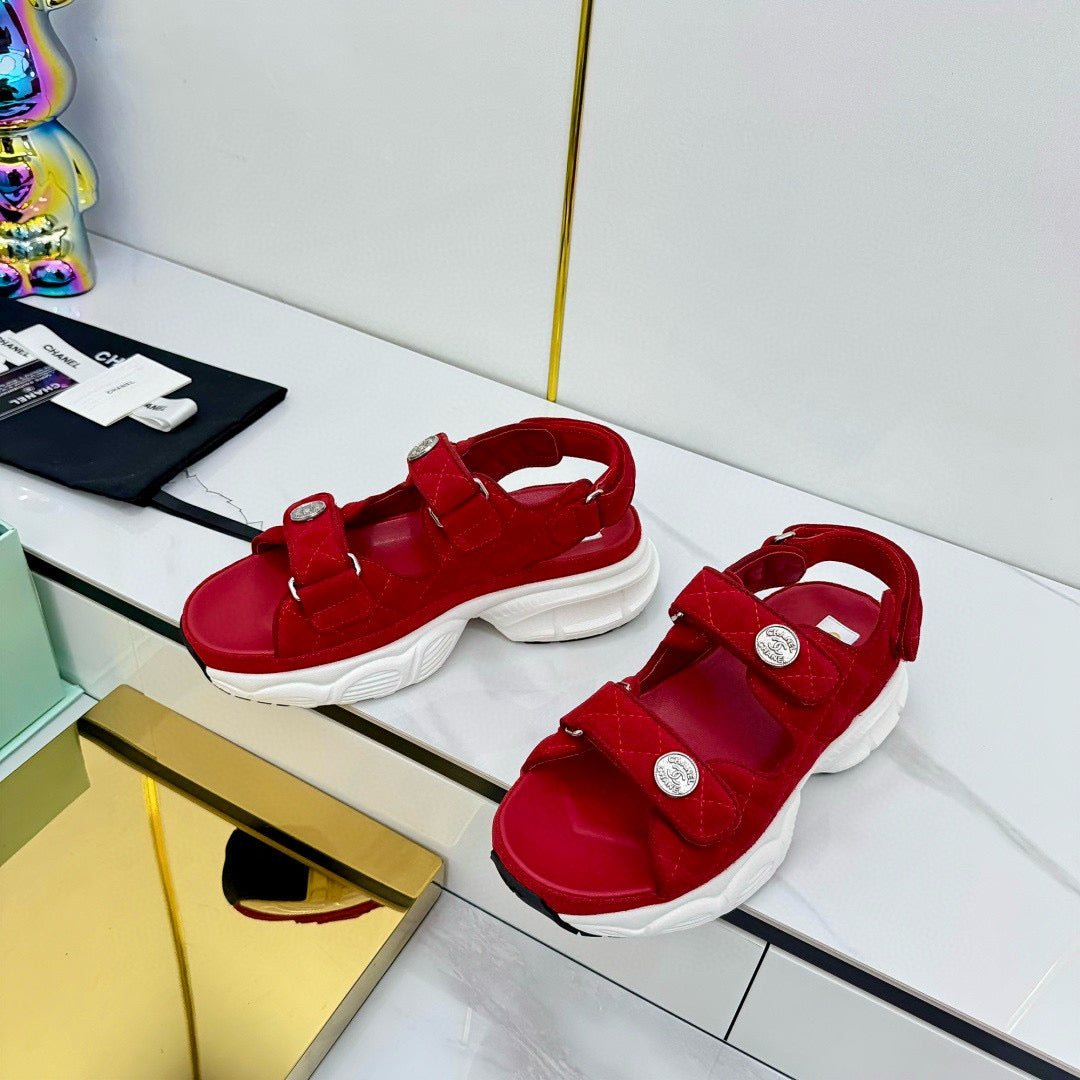 CC Sandals Electro Embroidery Red Canvas