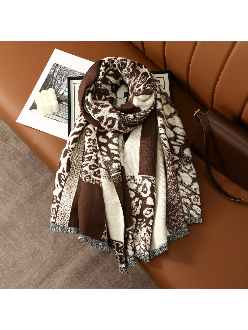Sscarvii - Leopard Print Thick Winter Scarf