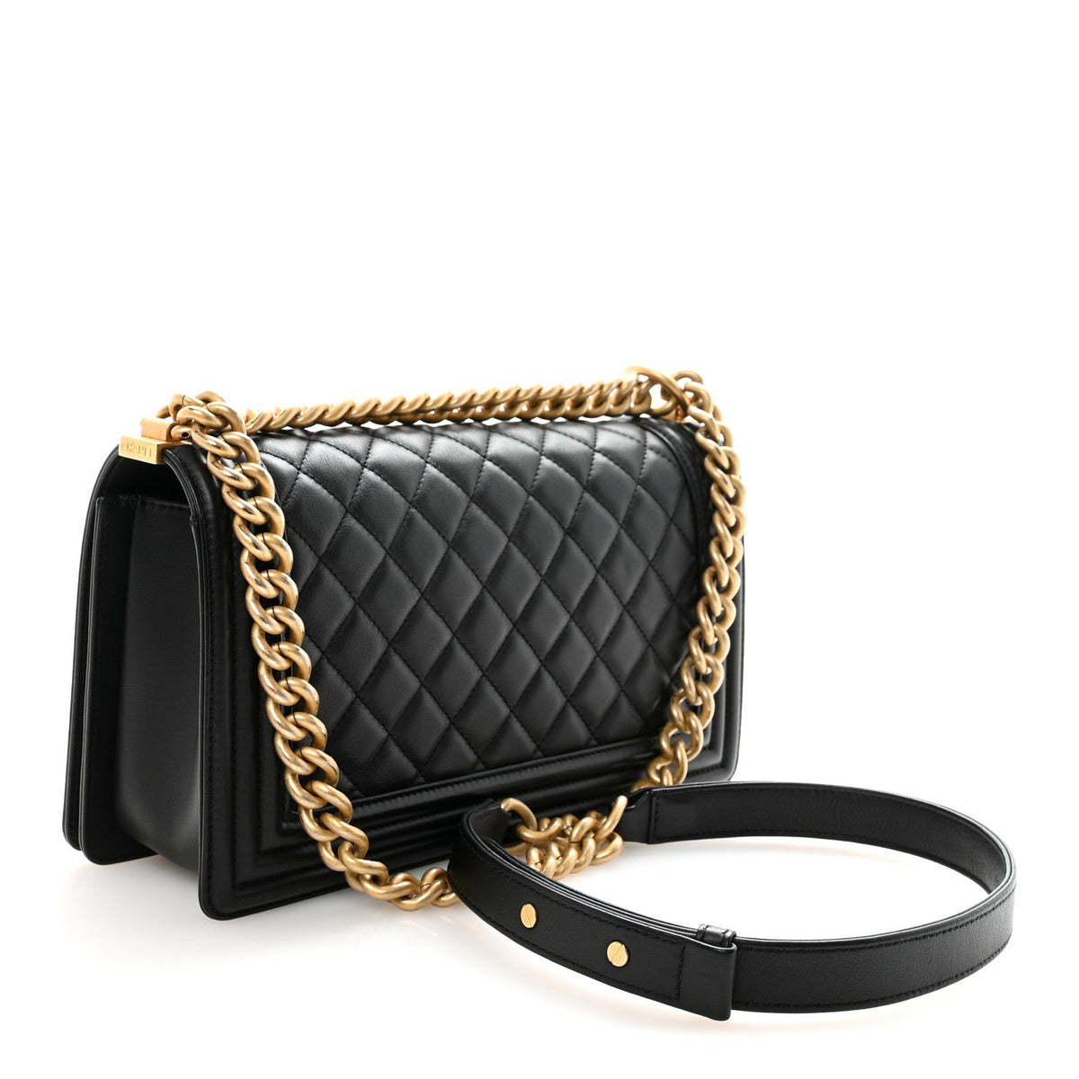 Calfskin Quilted Medium Boy Flap Black
