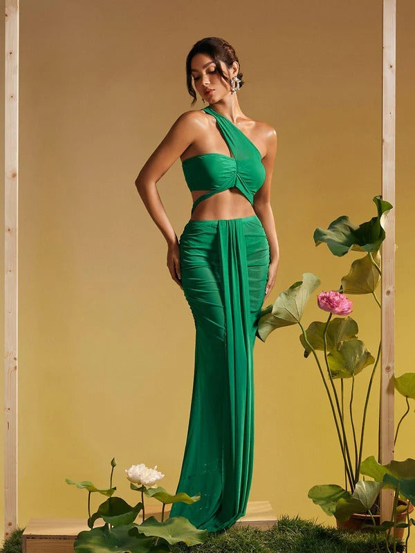 Tilly Draped Mesh Skirt Set