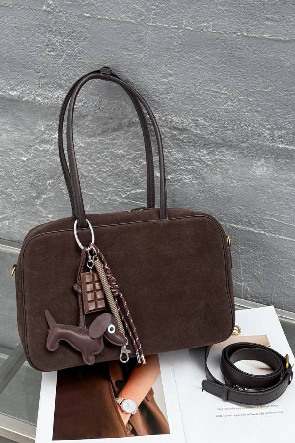 Retro multi-colored suede handbag