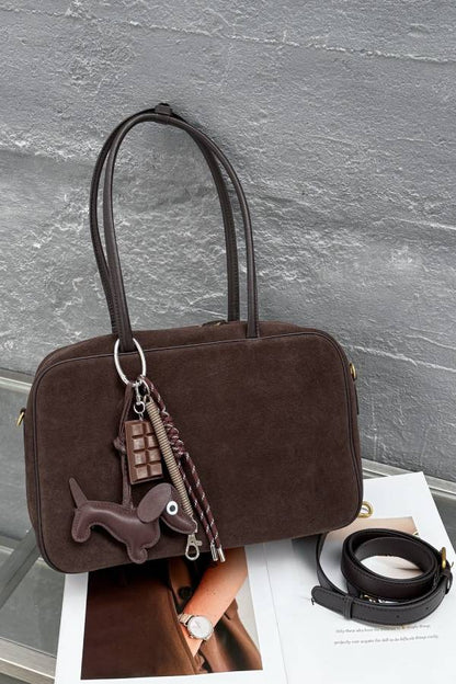 Retro multi-colored suede handbag