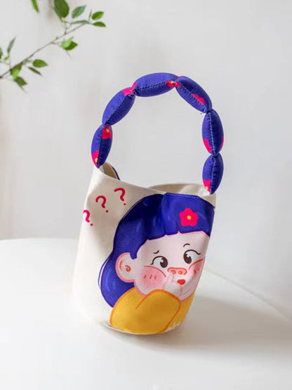 Cartoon Baby Face Niche Holding Bucket Bag