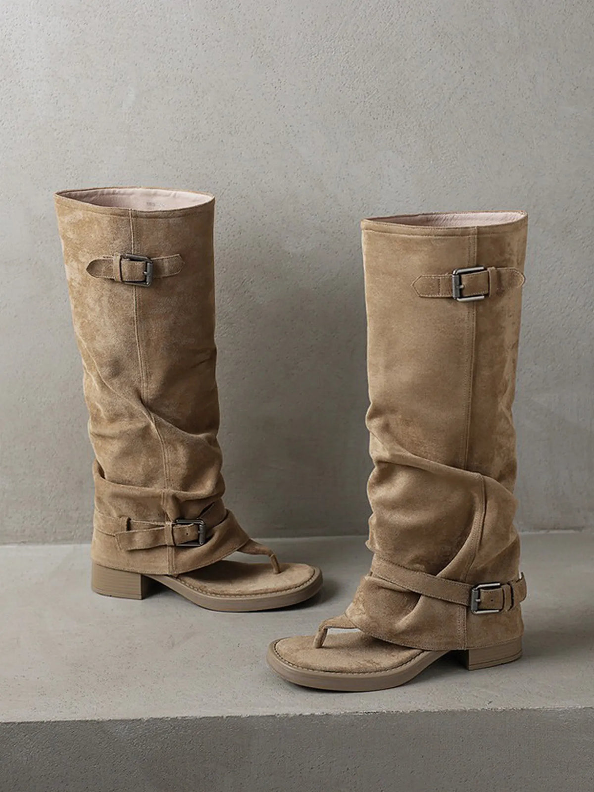Zara Buckled Open-toe Boots