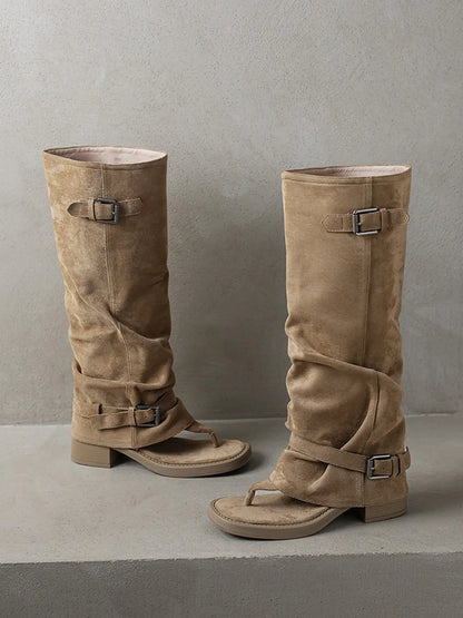 Zara Buckled Open-toe Boots