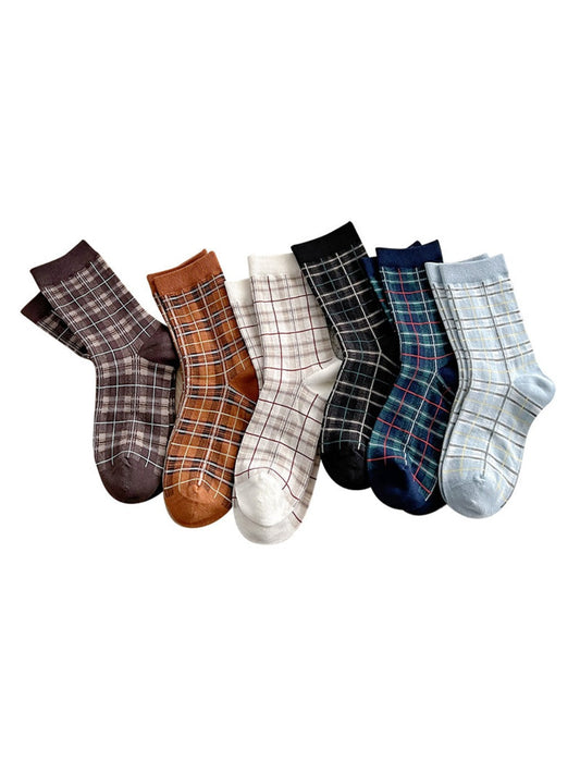 Rufia - Mid-Calf Capsule Socks with Plaid Patterns