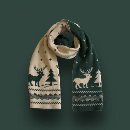 Christmas Reindeer Soft Thick Warm Knit Scarf
