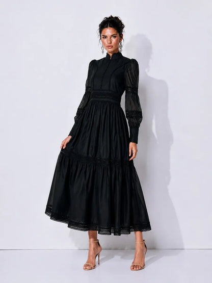Catalina Organza Puff-Sleeve Maxi Dress