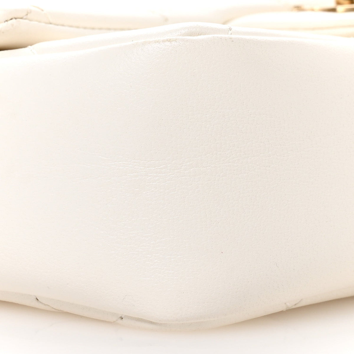 Lambskin Quilted Mini Heart Charms Flap White