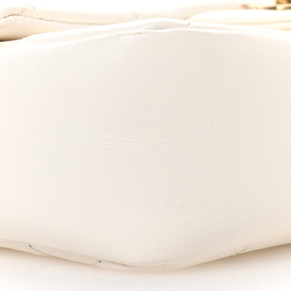 Lambskin Quilted Mini Heart Charms Flap White