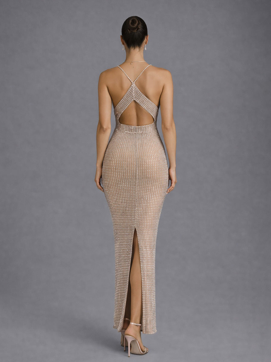Mariella Sparkling Diamond Hollow Maxi Dress